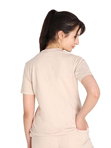 Image of CHKOKKO Women's Terry Cotton Loose Fit Half Sleeve Casual Style T-Shirt