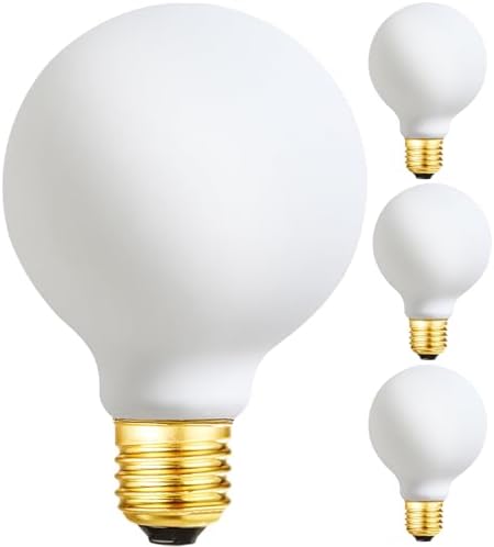 Leools LED Light Bulb G25/G80 Dimmable Flick-Free Matt 6W Frosted Glass CRI95 Warm White 600LM, 60W Equivalent Vintage LED Edison Globe Filament Light Bulb,Dim-to-Warm 2200-2700K,E26 Base, 4 Pack