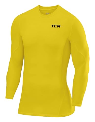 TCA Niño ProPerformance Camiseta Compresión Termica - Manga Larga - Amarillo, 10-12 años