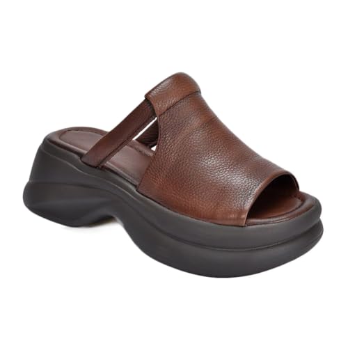 Sandales bout ouvert HNVAVQ en cuir : mules d'été confortables pour le bureau et la marche