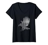 Femme Drapeau américain vintage, aigle chauve, aigle volant, envolant #2 T-Shirt avec Col en V