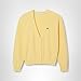 Lacoste Women's V-Neck Wool Blend Cardigan, Sesame Yellow, 4