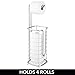 mDesign Steel Free Standing Toilet Paper Holder Stand and Dispenser Stand with Storage for Extra Toilet Paper in Bathroom - Holder 3 Mega Rolls of Toilet Tissue - Omni Collection - Chrome