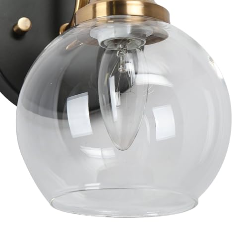 Image of KSANA Black Gold Sconce, Modern Globe Wall Sconces Lighting with Clear Glass Shade, 1-Light Brass Wall Mounted Light Fixture for Bathroom, Kitchen, Bedroom and Stairway