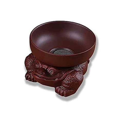 Handmade Tea Leak Rack, Purple Chinese Yixing Toad Tea Maker, Zisha Gongfu Ceramic Purple Tea strainer, Tea Set Accessories (Purple) Cover