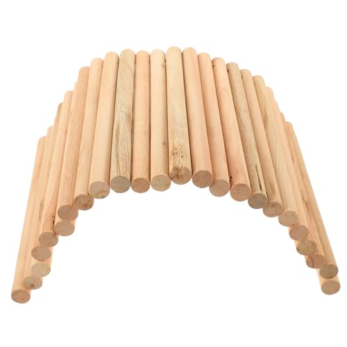 GRIRIW Natural Hamster Hideout Tunnel Wooden Bridge Toy Safe Biting Hideout for Small Pets