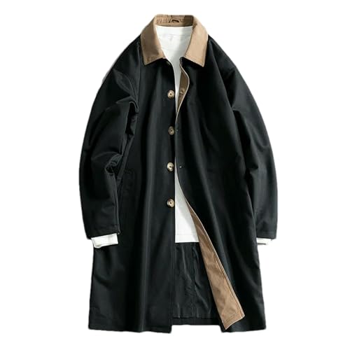 Trench décontracté homme veste mi-saison légère simple boutonnage