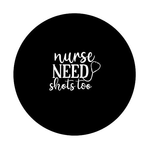 Nurse Need Shots Too PopSockets Swappable PopGrip, Black - Image 3