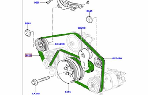 Primary Belt Compatible with Land Rover Range Rover Sport 14-22 Range Rover 13-21DISCOVERY 17 ON Defender 21 ON LR035543 LR184639