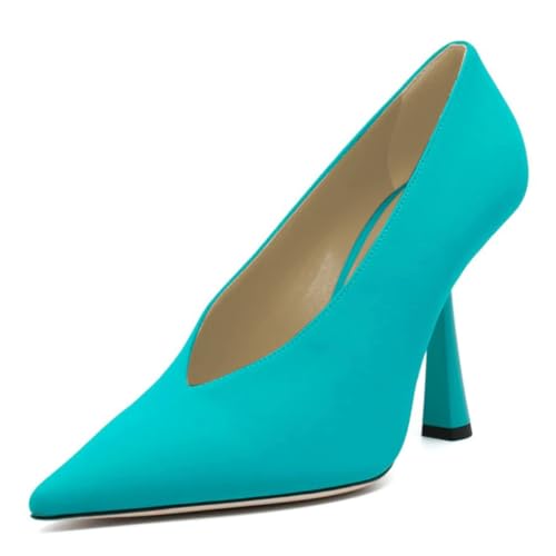 Milooey shoes Women Chic Pointed Toe Slip On Pump Sexy V Cut Stiletto High Heels Party Prom Dress Shoes Size 4-16 Us