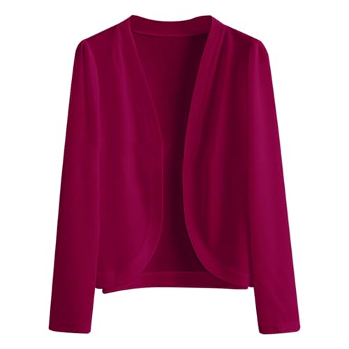 Cardigan für Damen, große Größe, Weste, Damen, Langarm, Sommer, Mantel, Schalmantel, Sonnenschutz, schicke und elegante Kleidung, leicht, Loungewear, lässig, Bluse, einfarbig, Cardigan, hot pink, 52