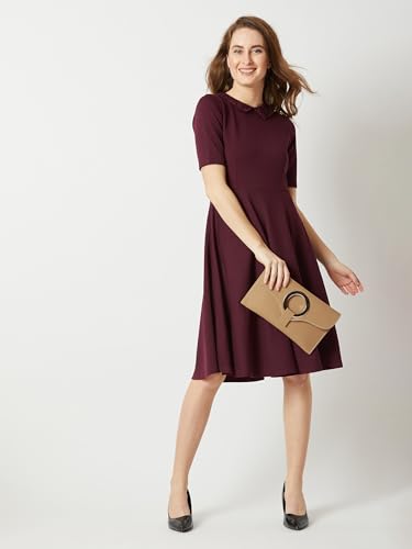 Image of Miss Chase Women's Round Neck Sleeveless Polyester Ruffled Knee- Length Dress