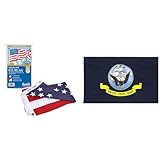 American Flag 4x6 ft. Tough-Tex by Annin Flagmakers Model 2720 Bundle with U.S. Navy Military Flag USA-Made Specifications, Officially Licensed, 3 x 5 Feet Model 439030