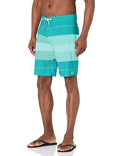 Billabong Men's Standard All Day Pro Boardshort, 4-Way Performance Stretch, 20 Inch Outseam, Aqua Stripe, 31