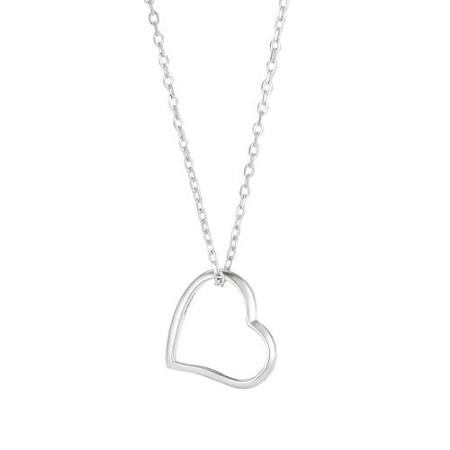 Boho Long Gold Heart Pendant Necklace for Women Open Heart Shaped Love Pendant Necklace Silver Hollow Heart Minimalist Necklace Jewelry for Women