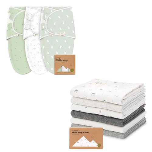 Image of KeaBabies 3-Pack Baby Swaddle Sleep Sacks and 6-Pack Baby Burp Cloths for Boys and Girls - Newborn Swaddle Blanket, Large Burping Clothes for Infant