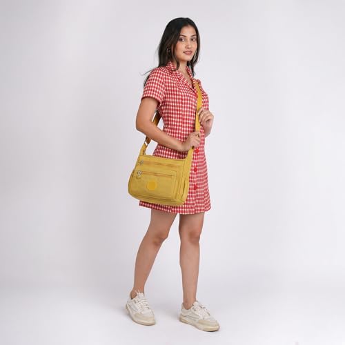 Image of TS WITH TECHSUN Women's Crossbody Sling Bag For Everyday Use, Nylon Shoulder Bag with Zipper Pockets, Adjustable Strap, Water Resistant Handbag for Travel, Shopping