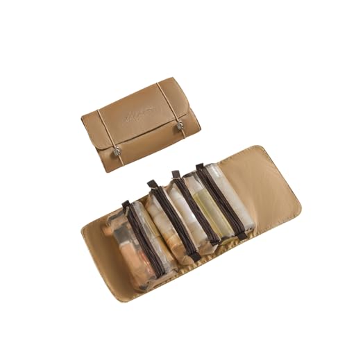 ALLMIRA メイクポーチ トラベルポーチ 化粧ポーチ 大容量 4仕切り 旅行 防水 コスメポーチ 洗面用具 旅行用 持ち運び 折り畳み 取り外し 折りたたみ 多機能 バスルームポーチ トイレタリーバッグ 吊り下げ バニティーポーチ 化粧品入れ 小物入れ 収納バッグ メンズ レディース (ブラウン)