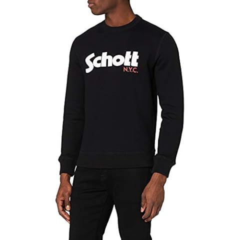 Schott NYC Men's Swcrew Sweatshirt, Black, Small Cover