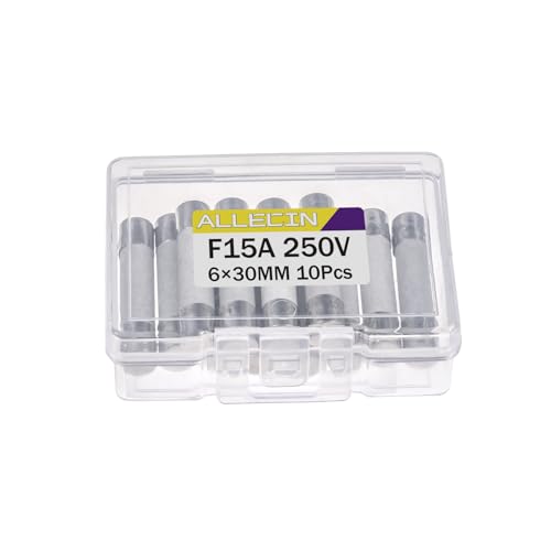 Image of 15A 250V 6x30MM Fast Blow Ceramic Fuses 15 Amp 250 Volt 0.24 x 1.18 Inch Fast-Acting Tube Fuse F15AL250V (Pack of 10Pcs)