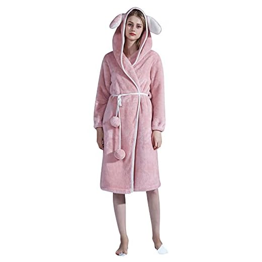 YAOMEI Herr dam morgonrock badrockar huva, vinter fleece nattlinne nattlinne rock negligé lös pyjamas för spa hotell bastu, fest, dusch
