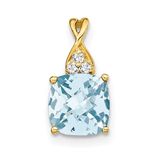 Lex & Lu 14k Yellow Gold Aquamarine and Diamond Pendant