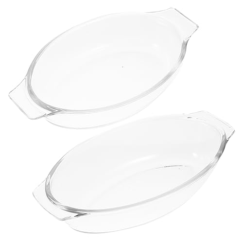 LABRIMP 2piezas Bandeja De Vidrio Templado Fuente De Horno Plato Para Ensalada Cristalería Práctica Hogar