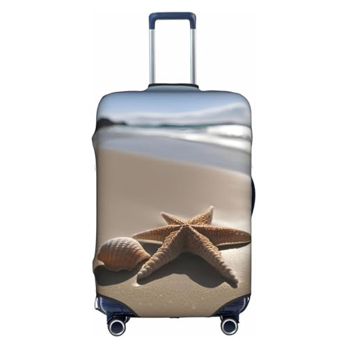 Starfish Seashell Sandy Beach Tsa Approved Luggage Cover For 18-32 Inch Suitcases Scratch-Resistant Stretch Luggage Cover