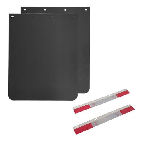ASTAMOTOR 24x30 Black Polymer Mud Flaps and 24x3 Mud Flap Reflector Reflective Tape Fit for Semi Trucks Trailers 2 Pack