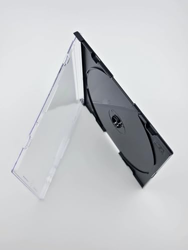 RIVERMEDIA 100 X Premium Single Slimline CD Jewel Cases with Black Tray 5.22mm Spine Transparent & Black Case (18285) Pack of 100