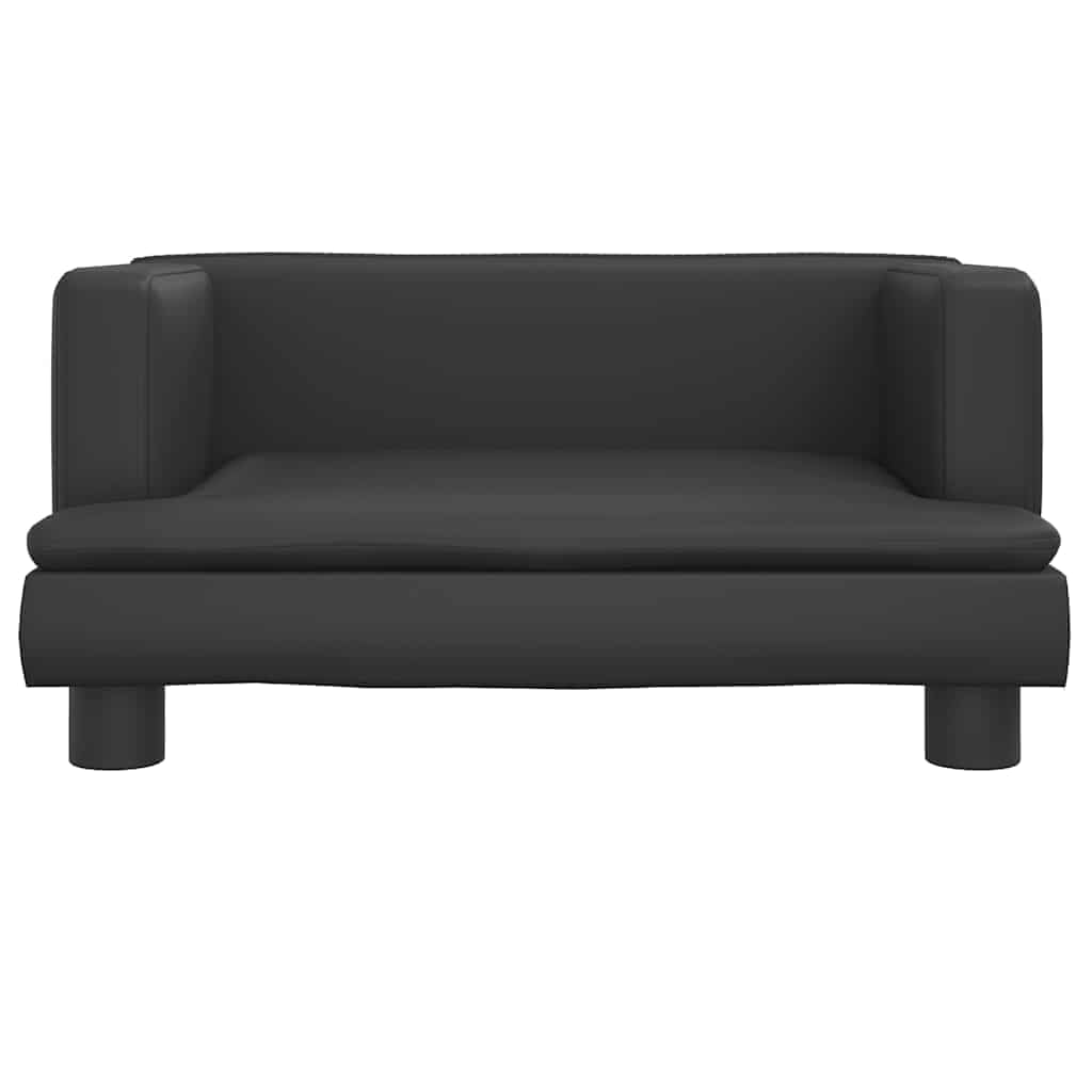 Sofa dziecięca czarna ze sztucznej skóry 60 x 40 x 30 cm z wyściółką piankową, lite drewno sosnowe, do pokoju dziecięcego, siedzenia, zabawy, porządku