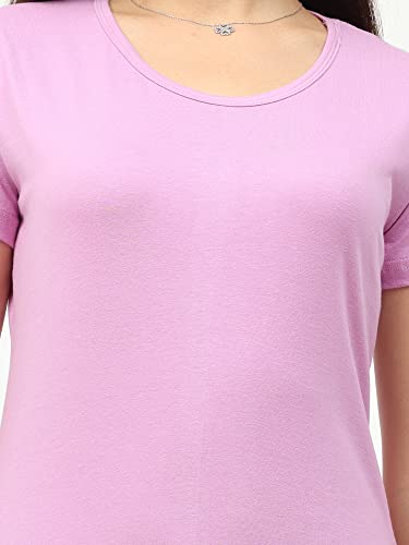 Image of FLEXIMAA Women's Cotton Plain Round Neck Half Sleeve T-Shirt