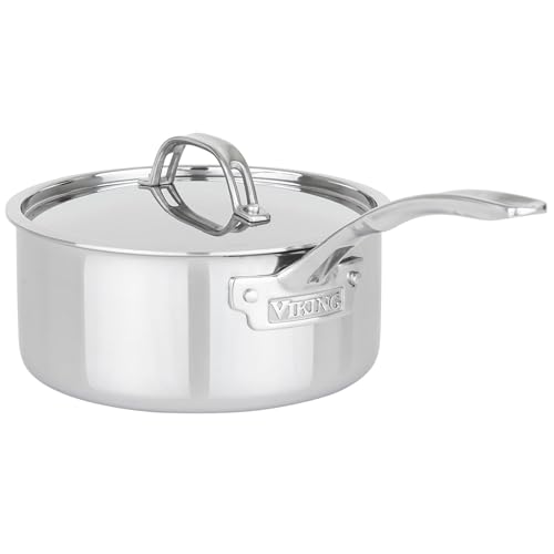 Image of Viking PureGlide Pro 3-Ply Nonstick Sauce Pan, Made without PFAS, 3-Quart Induction Cooking Pot with Lid, Metal Utensil Safe Titanium Nonstick Surface, Oven Safe to 600F