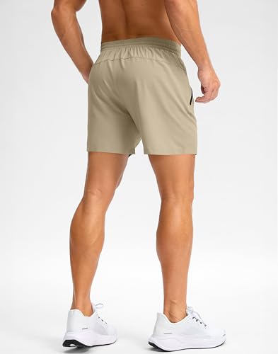 Image of Pudolla Men's Running Gym Shorts with Zipper Pockets 5 inch /7 inch / Lightweight Quick Dry Running Workout Athletic Short