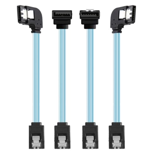 chenyang Paquete de 4 cables SATA 3.0, SATA III de 7 pines macho a macho, cable de extensión de datos en ángulo de 90 grados para disco duro/unidad óptica/quemador 0.82 pies/0.25 m
