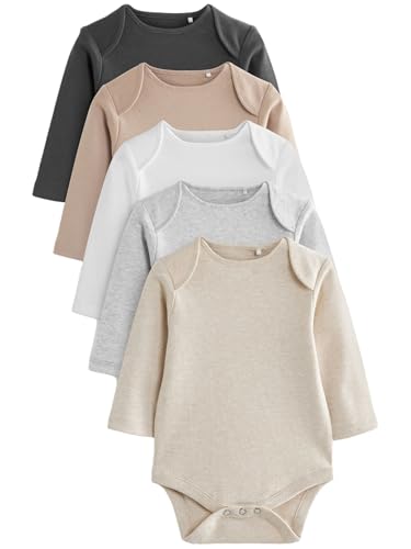 NEXT Baby 5er-Pack Essential Bodysuits mit langem Arm Neutral 68-74