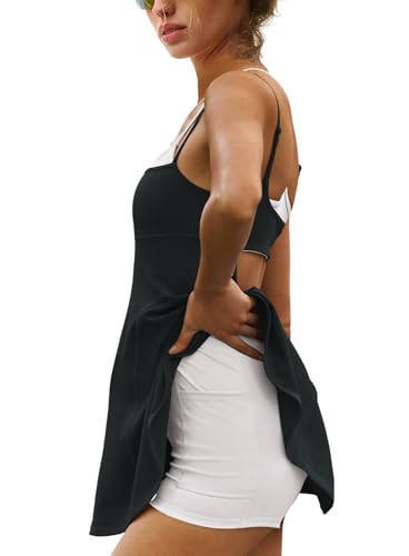 Yanekop Womens Tennis Dress with Built in Shorts and Bra Athletic Dresses Golf Outfits Spaghetti Strap Workout Dress2