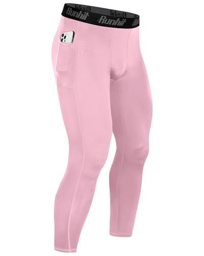 Image of Runhit Mens Compression Pants Running Tights Pockets Sports Leggings Spandex Workout Cycling Athletic Thermal