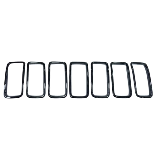 Image of Black Front Grille Inserts Trim for Jeep Renegade 2019 2020-2023 | ABS Front Grille Insert Trim Ring 7PCS