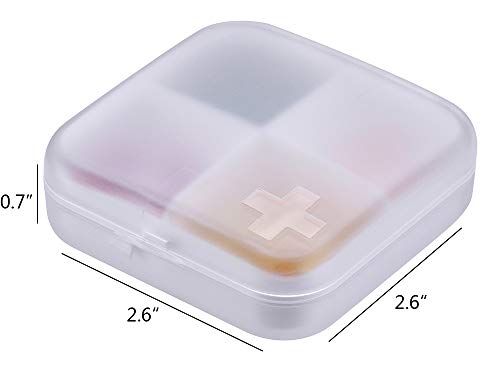 Image of Pill Organizer Case - Portable Pill Box Small Pill Container for Purse or Pocket, Excellent Pill Storage Case (White, 4 Compartment)