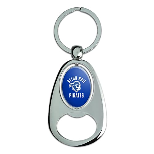 Seton Hall Pirates Keychain Chrome Metal Spinning Oval Bottle Opener