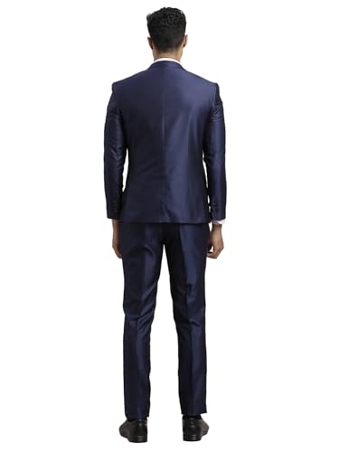 Image of Turtle Men Poly-Viscose Three Piece Suit - Dobby Print, Full Sleeve Blazer, Waistcoat & Pant for Wedding & Party
