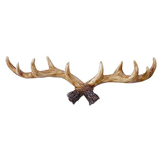 Kjzeex Vintage Deer Antlers Wall Hooks - 16 Inch Wall Mounted Clothes Hanger Coat Rack Key Holder for Decorative Wall Hook, Includes Screws and Anchors (Light Brown)