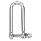 QUARKZMAN Edelstahl D-Shackel 25 Zoll 10mm Lange D-Form Schraubbolzen Große Schraubkette Für Boot Segelboot Ketten Takelage Verschluss Paracord Schmuck Marinezubehör Silberfarben