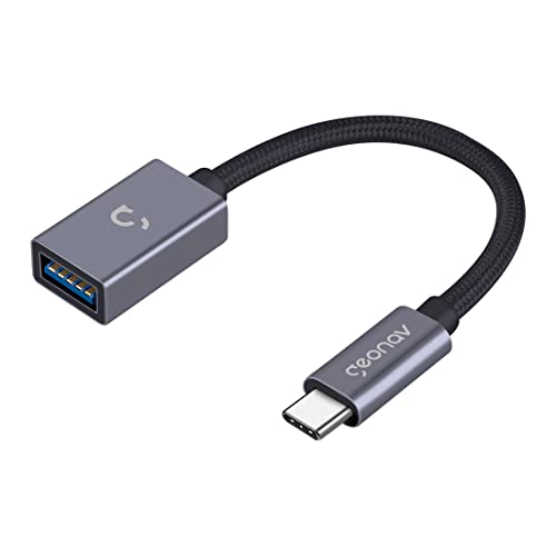 Geonav Adaptador USB-C (tipo C) macho para USB 3.1 fêmea, com função OTG (On the Go) permite conexões com pen drives, HDs externos e outros dispositivos com saída USB, 16.5 cm, UCA01, Prata