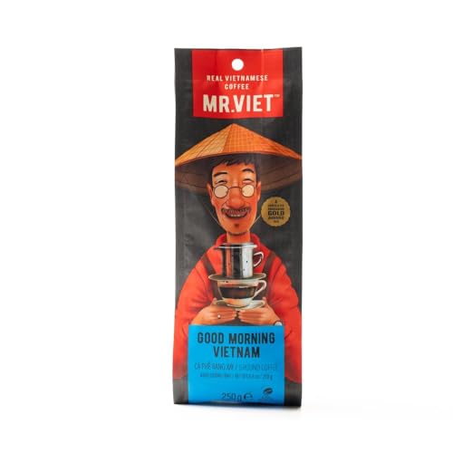 【ベトナム直輸入】 レギュラーコーヒー粉 ベトナム MR.VIET ミスターベト グッドモーニングベトナム(深煎り/ダークロースト/細挽/250g)ベトナムコーヒーコーヒー豆 ロブスタ豆 ベトナム土産 正規品 VietnamCoffee (焙煎豆:粉タイプ