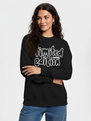 Image of LEOTUDE Full Sleeve Cottonblend Oversized Tshirt for Women, Round Neck