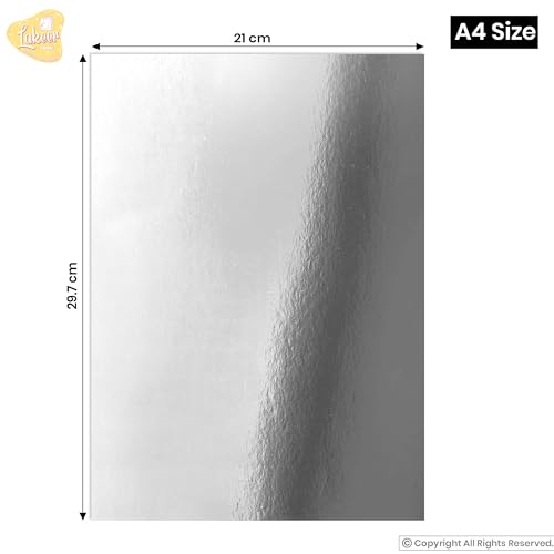 Image of Lakeer A4 Silver Foil Cardstock Paper, 250 GSM Thick Reflective Mirror Sheets, Pack of 10, for Card Making, Scrapbooking, Gift Wrapping and DIY Crafts