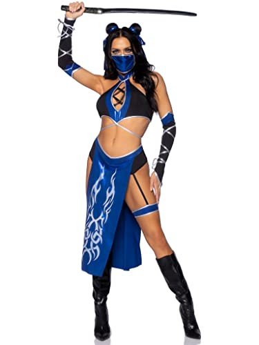 Costume de ninja de combat femme 5 pièces avec masque et gants pour un look furtif ajusté