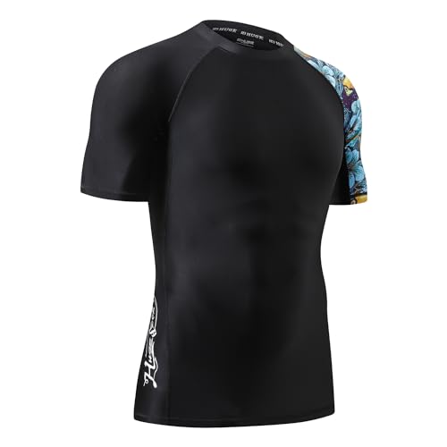ADOREISM Men's Rash Guard Short Sleeve Quick-Dry UPF 50+ Sun Protection Compression Swim Shirts for Men3